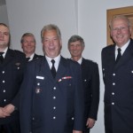 von links nach rechts WF Matthias Proske, LBF-V Süd Werner Burmester, WFV Ingo Hagemann, LBF Hermann Jonas, st. Amtsleiter Herr Lt. Branddirektor Thon